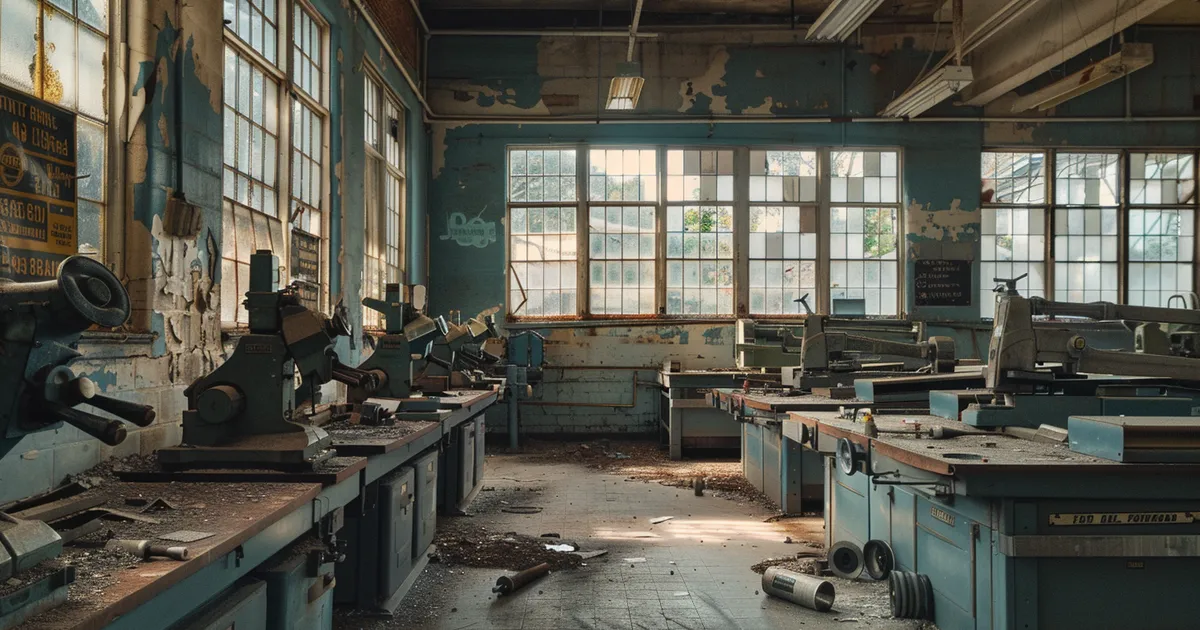 abandoned vocational workshop