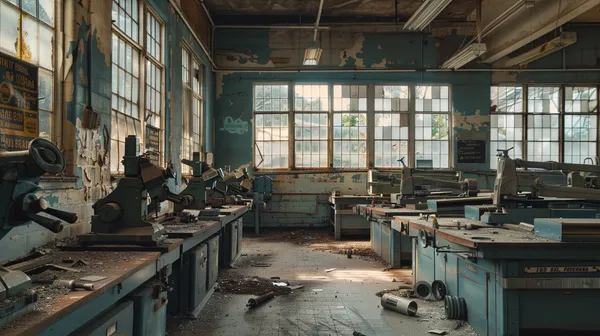 abandoned vocational workshop